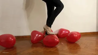 POPPING HEART BALLONS IN HER HEELS