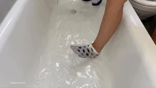 WET SOCKS IN A TUB AND WASHING MY SEXY FEET