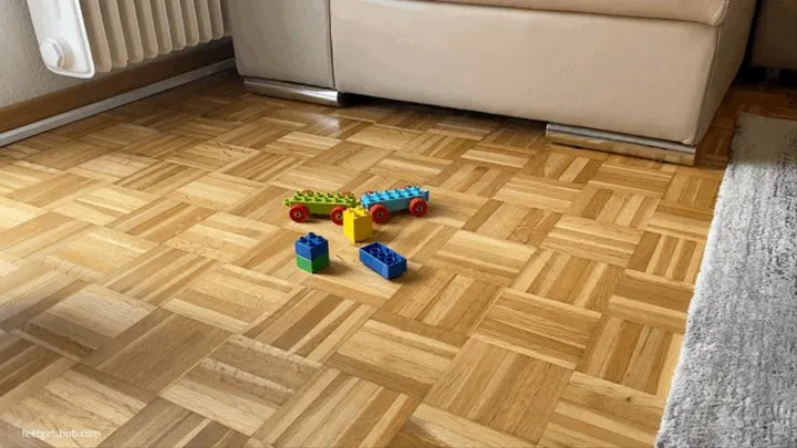 GIRL STEPPING ON LEGO BRICKS TERRIBLE FOOT PAIN