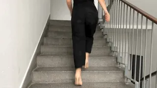 LOST SHOE GIRL RUNNING UP THE STAIRS IN HIGH HEELS (SCENE 2)