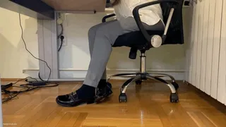 HORNY SECRETARY IN LOAFERS AND BLACK SOCKS