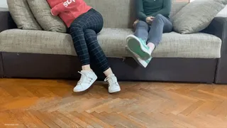 THREE GIRLS FOOT FIGHT IN SOCKS