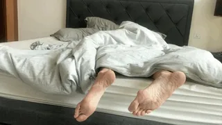 BIG DIRTY FEET SNORING IN BED