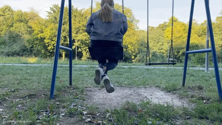 KIRA ON A SWING IN SUPERSTAR ADIDAS SNEAKERS