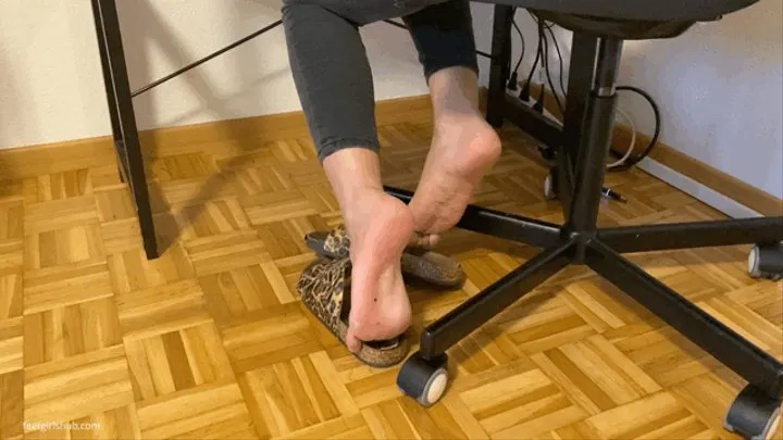 HOME OFFICE DIRTY FEET IN BIRKENSTOCK SANDALS