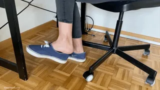 SHOEPLAY UNDER DESK IN SNEAKERS