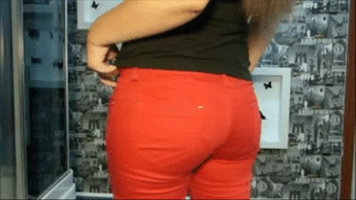 Big ass in red trousers. Smell it!