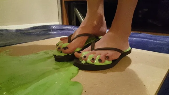 Lilith Doll's Sticky Green Glue Flip Flops