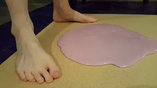 Monster Stuck Barefoot in Purple Glue Trap
