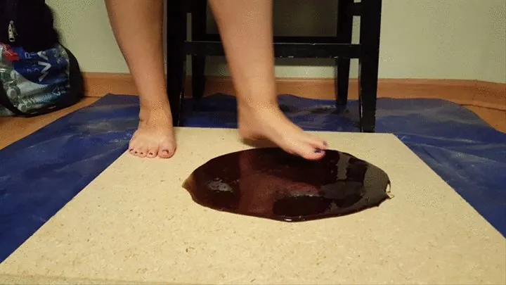 Bunni Stuck Barefoot in Black Glue Trap