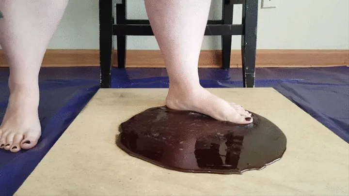 New Model: Gabby Alday Stuck Barefoot in Black Glue Trap