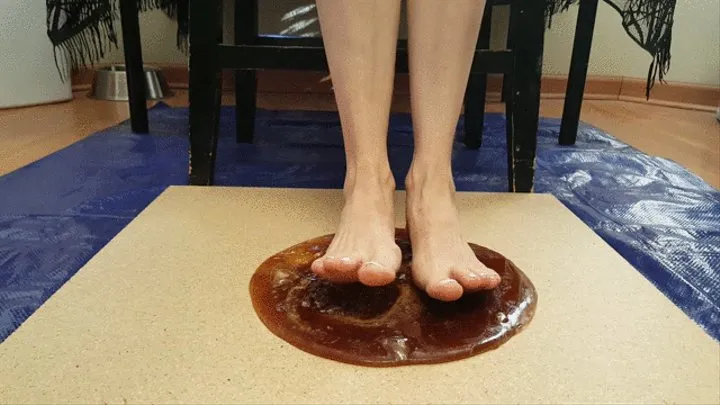 Kay Pop Stuck Barefoot in Brown Glue Trap