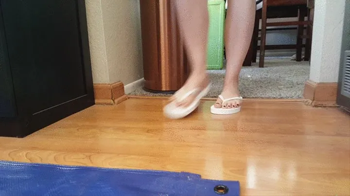 Larlene Rose White Flip Flops Stuck in Glue