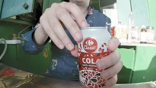 Cola drinking, burping, thinking