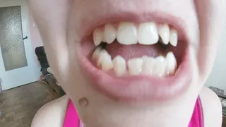 Teeth are smashing two chocolate toffee