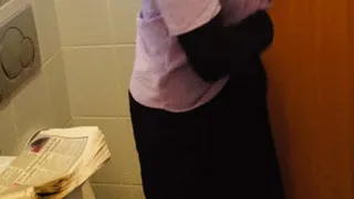 Chubby sexy woman goes to toilet