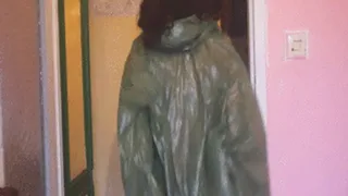 Dance in foil raincoat