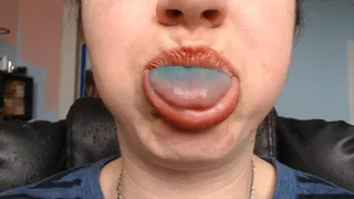 Blue tongue blowing raspberries