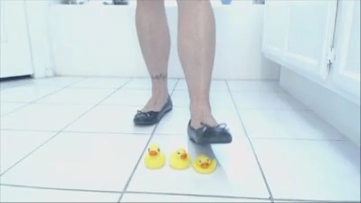 Crushing Rubber Ducks In Ballet Flats With No Toenail Polish