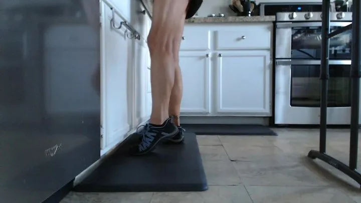 Calf Flexing Washing Dishes