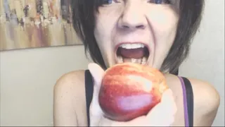 Teeth Eating An Apple Up Close