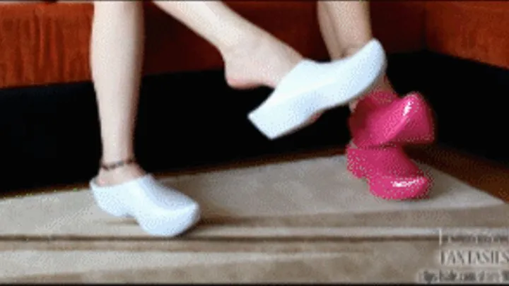 Clogs and baldy. Part1: Plaing with our pink and white clogs (Custom Request)