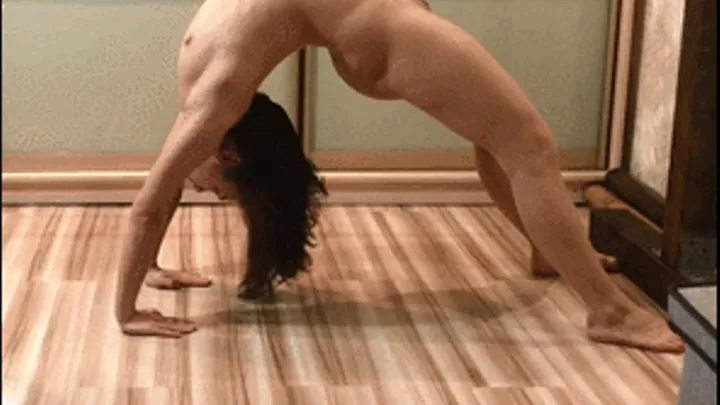 Nude back stretching