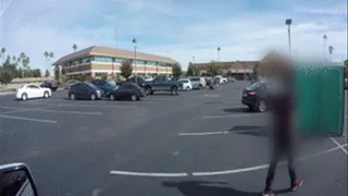 Porta Gloryhole Nerdy girl sucks cock in grocery store parking lot guy 3