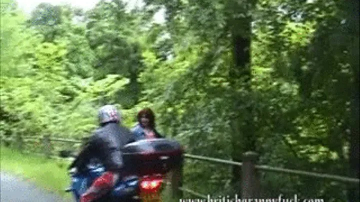 Goodnight sucks off a biker then lets him knob her hard