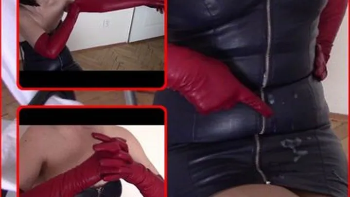 Red leather opera gloves Mistress