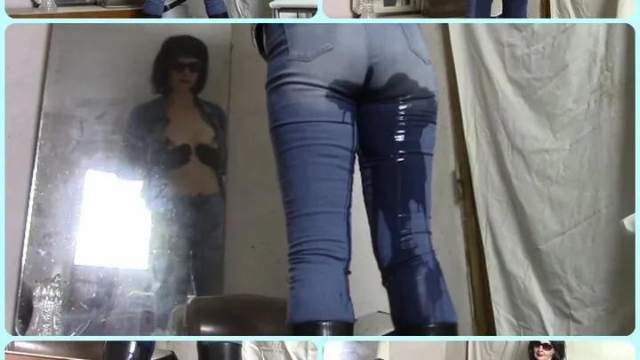 Jeans pissing in wellies 2