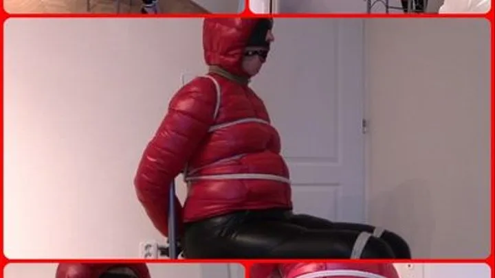 My amateur bondage, September 16, 2017: Red shiny jacket