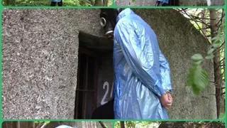 My imaginations... Escaping prisorne in PVC raincoat and gas mask