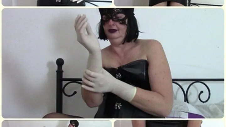 Gothic wife in surgical gloves