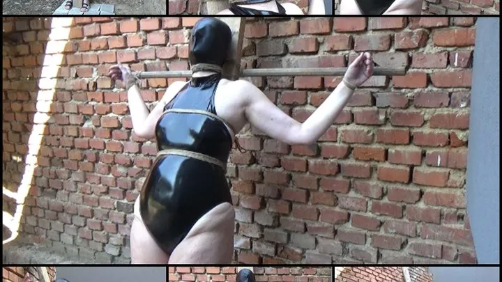 My amateur bondage, July, 22, 2022: Hooded in shiny PVC swimsuit