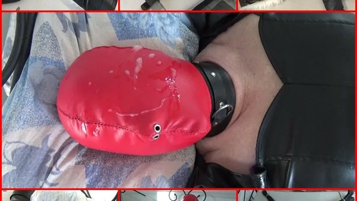 My amateur bondage, January, 16, 2022: Spread-Eagle with red leather hood