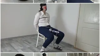 My amateur bondage, February, 20, 2022: Chair bound with cute slippers