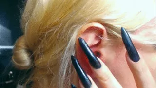 Blonde play with ear