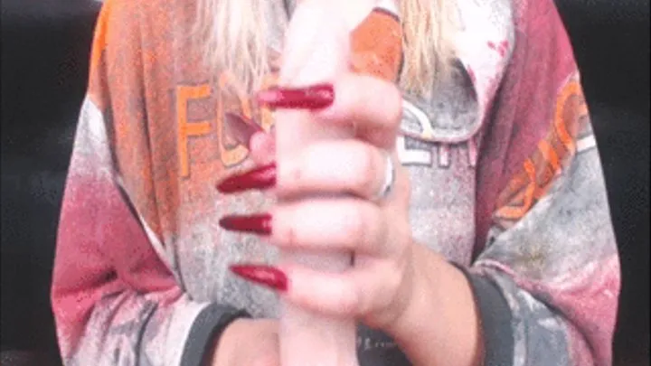 handjob with red natural claws