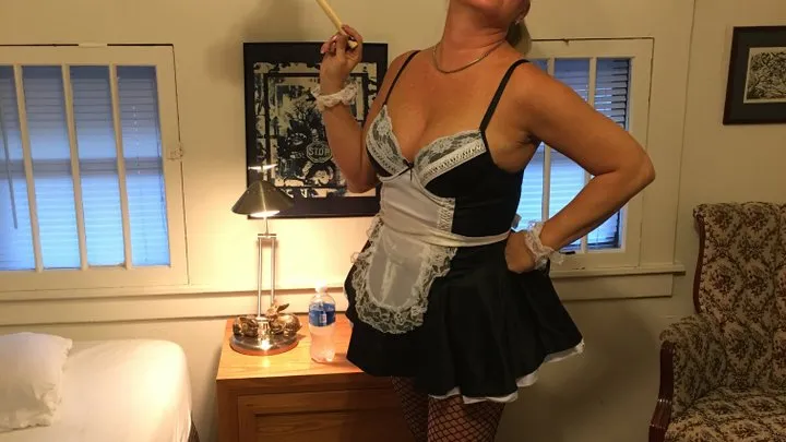 MAID TAKES ON EXTRA DUTIES! FISHNETS! COSTUME