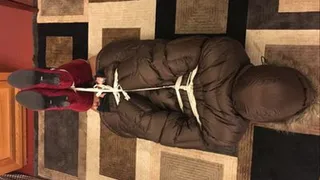 BERGAN PARKA BONDAGE SUIT GETS OUT OF HAND! SPANKING, SUITED UP, TIED UP AND GAGGED!
