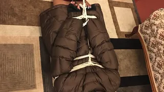 BERGAN PARKA BONDAGE SUIT GETS OUT OF HAND! SPANKING, SUITED UP, TIED UP AND GAGGED! BONDAGE