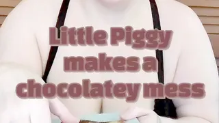 Little Piggy makes a chocolatey mess