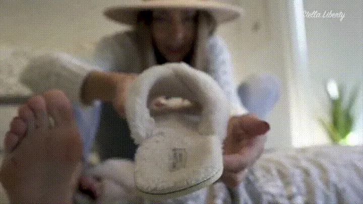 Fuzzy White Slippers