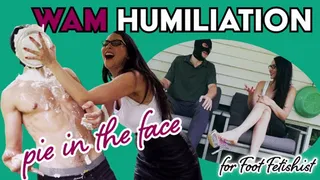 WAM Pie in the Face Humiliation for Foot Fetishist - boss, employee, slave training, soles, foot sniffing