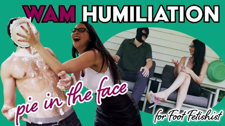 WAM Pie in the Face Humiliation for Foot Fetishist - boss, employee, slave training, soles, foot sniffing