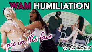 WAM Pie in the Face Humiliation for Foot Fetishist - boss, employee, slave training, soles, foot sniffing