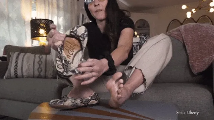 Old Snakeskin Flats for Sale - Stella Liberty Ballet Flats Foot Fetish - wmv