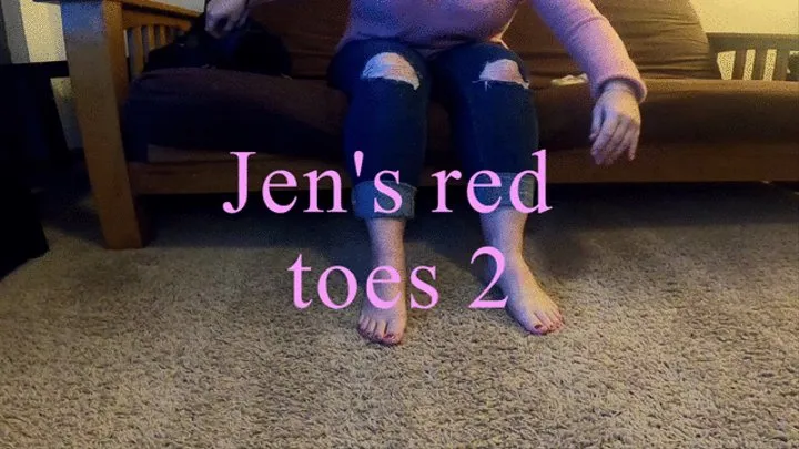 Cum on Jen's red toes 2