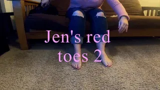 Cum on Jen's red toes 2